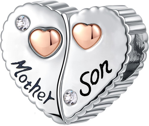 2pz charm cuore abbinato madre - 2pz,